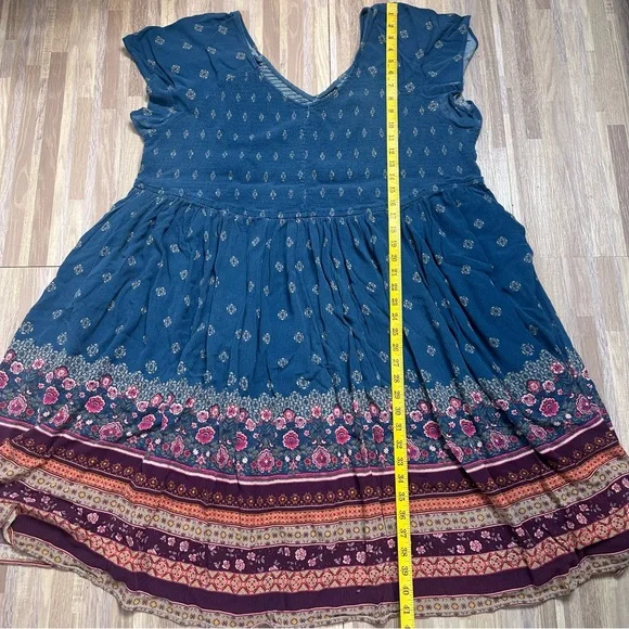 Torrid Boho Teal Floral Border Summer Dress Women’s Plus Size 6x - Picture 3 of 10
